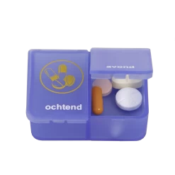 Able2 Pillendose 1 Tag - 2 Fächer Transparent Blau