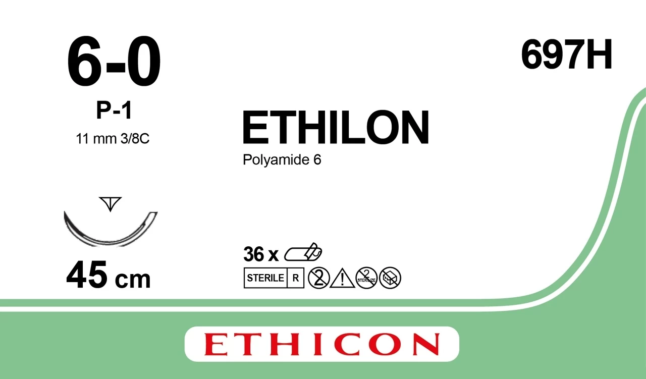 Ethilon Nahtmaterial 6-0 (P-1) 697H 36 Stk 2 Ethilon Nahtmaterial 6-0 (P-1) 697H 36 Stk – Bild 2